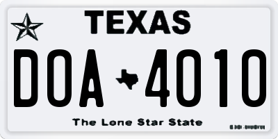 TX license plate DOA4010