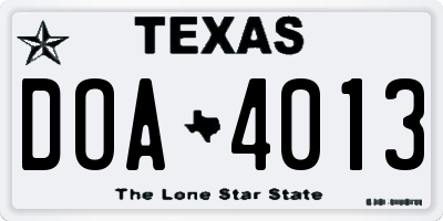TX license plate DOA4013