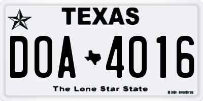TX license plate DOA4016