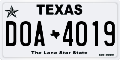 TX license plate DOA4019