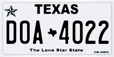 TX license plate DOA4022