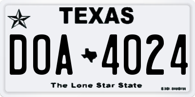 TX license plate DOA4024