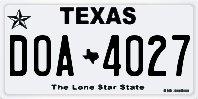 TX license plate DOA4027