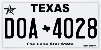 TX license plate DOA4028
