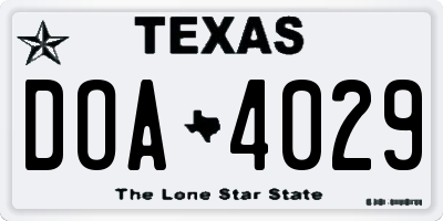 TX license plate DOA4029