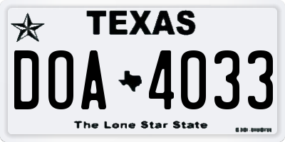TX license plate DOA4033
