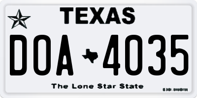 TX license plate DOA4035