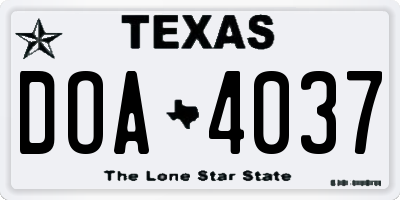 TX license plate DOA4037