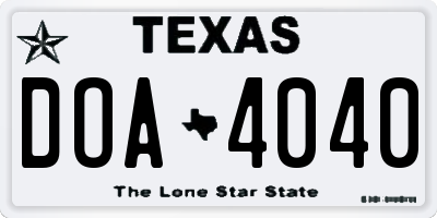 TX license plate DOA4040
