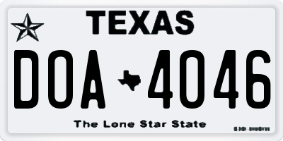 TX license plate DOA4046