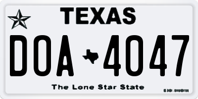 TX license plate DOA4047