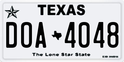 TX license plate DOA4048