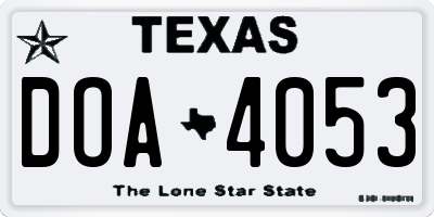 TX license plate DOA4053
