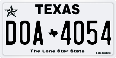 TX license plate DOA4054