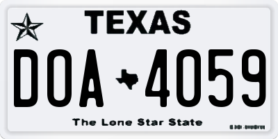TX license plate DOA4059