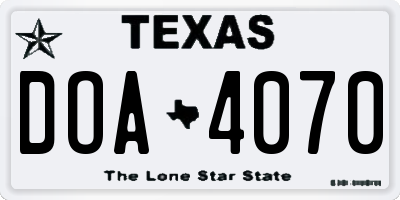 TX license plate DOA4070