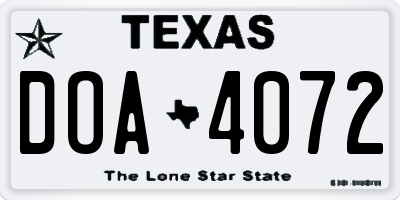TX license plate DOA4072