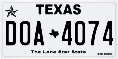 TX license plate DOA4074