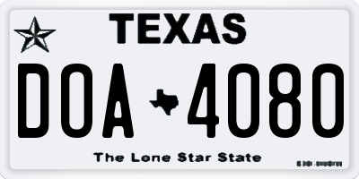 TX license plate DOA4080