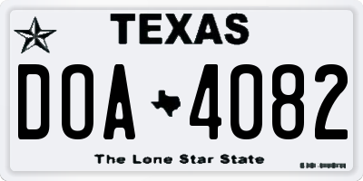 TX license plate DOA4082