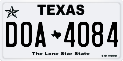 TX license plate DOA4084