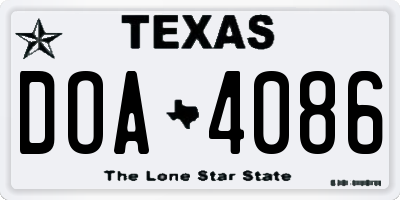 TX license plate DOA4086