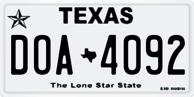 TX license plate DOA4092