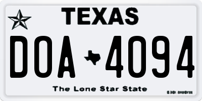 TX license plate DOA4094