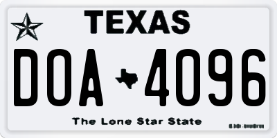 TX license plate DOA4096