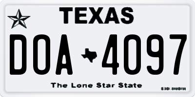 TX license plate DOA4097