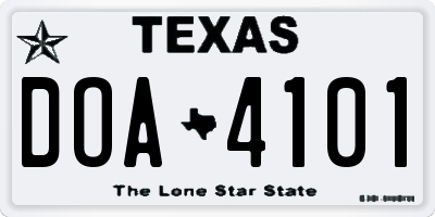 TX license plate DOA4101