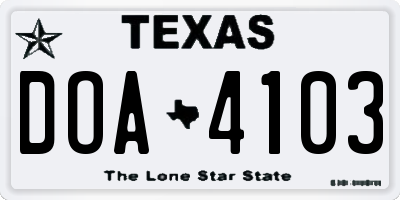 TX license plate DOA4103