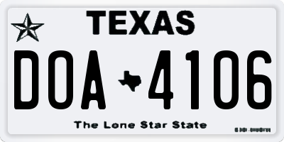 TX license plate DOA4106