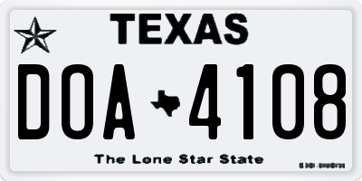 TX license plate DOA4108