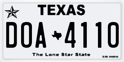 TX license plate DOA4110