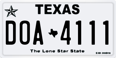TX license plate DOA4111