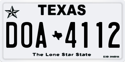 TX license plate DOA4112