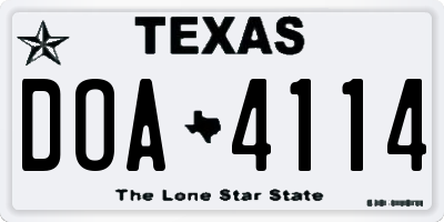TX license plate DOA4114