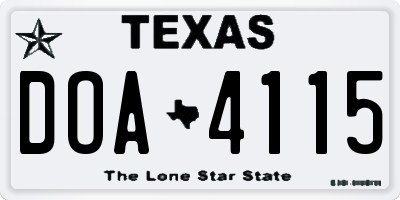 TX license plate DOA4115