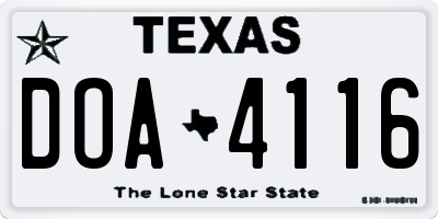 TX license plate DOA4116