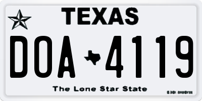 TX license plate DOA4119