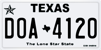 TX license plate DOA4120