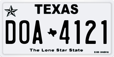TX license plate DOA4121