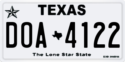 TX license plate DOA4122
