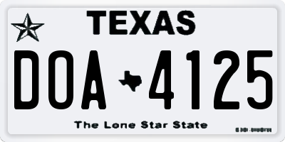 TX license plate DOA4125