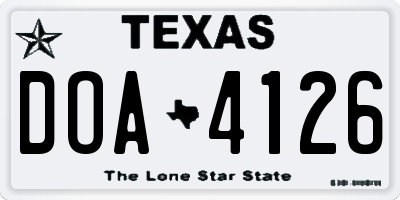 TX license plate DOA4126