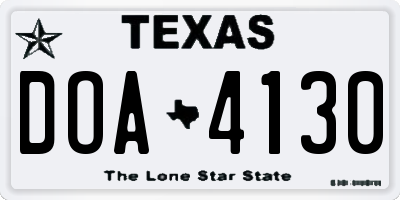 TX license plate DOA4130