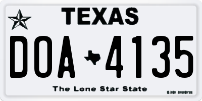 TX license plate DOA4135