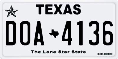 TX license plate DOA4136