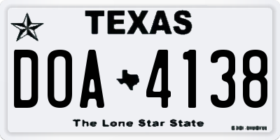 TX license plate DOA4138